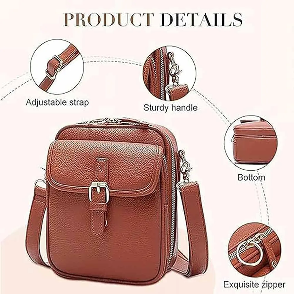 Crossbody Bag, Anti Theft, Vintage Leather, Large Capacity, with Two Compartments and 10 Card Slots for Women