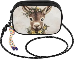 Crossbody Bag Donkey Garland Retro for Women Cell Phone Purses Women's Small Shoulder Handbags Wallet Purse with Strap