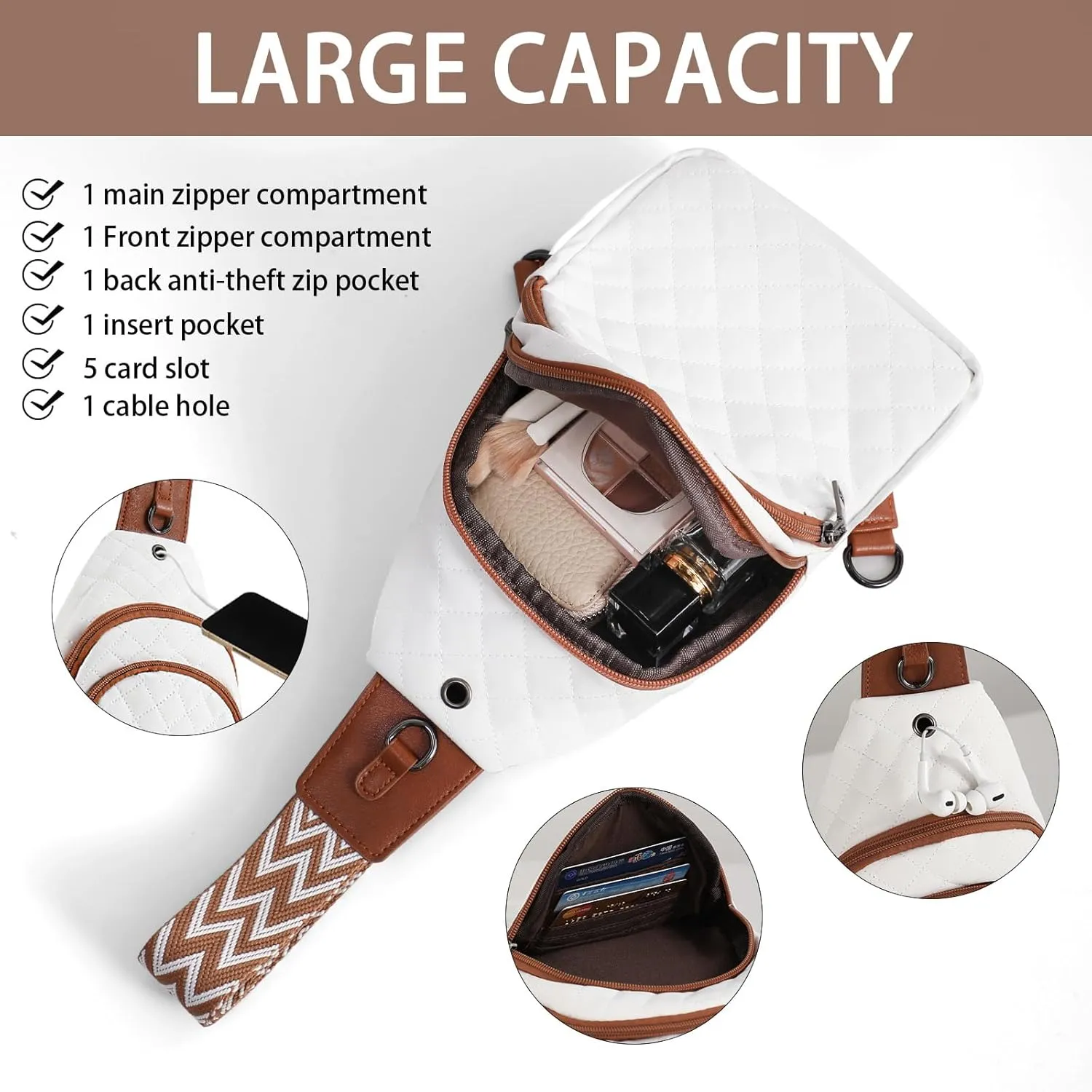 Crossbody Bag for Women Leather Small Sling Bag Fanny Pack Chest Bag for Travel Chest Pack Gifts
