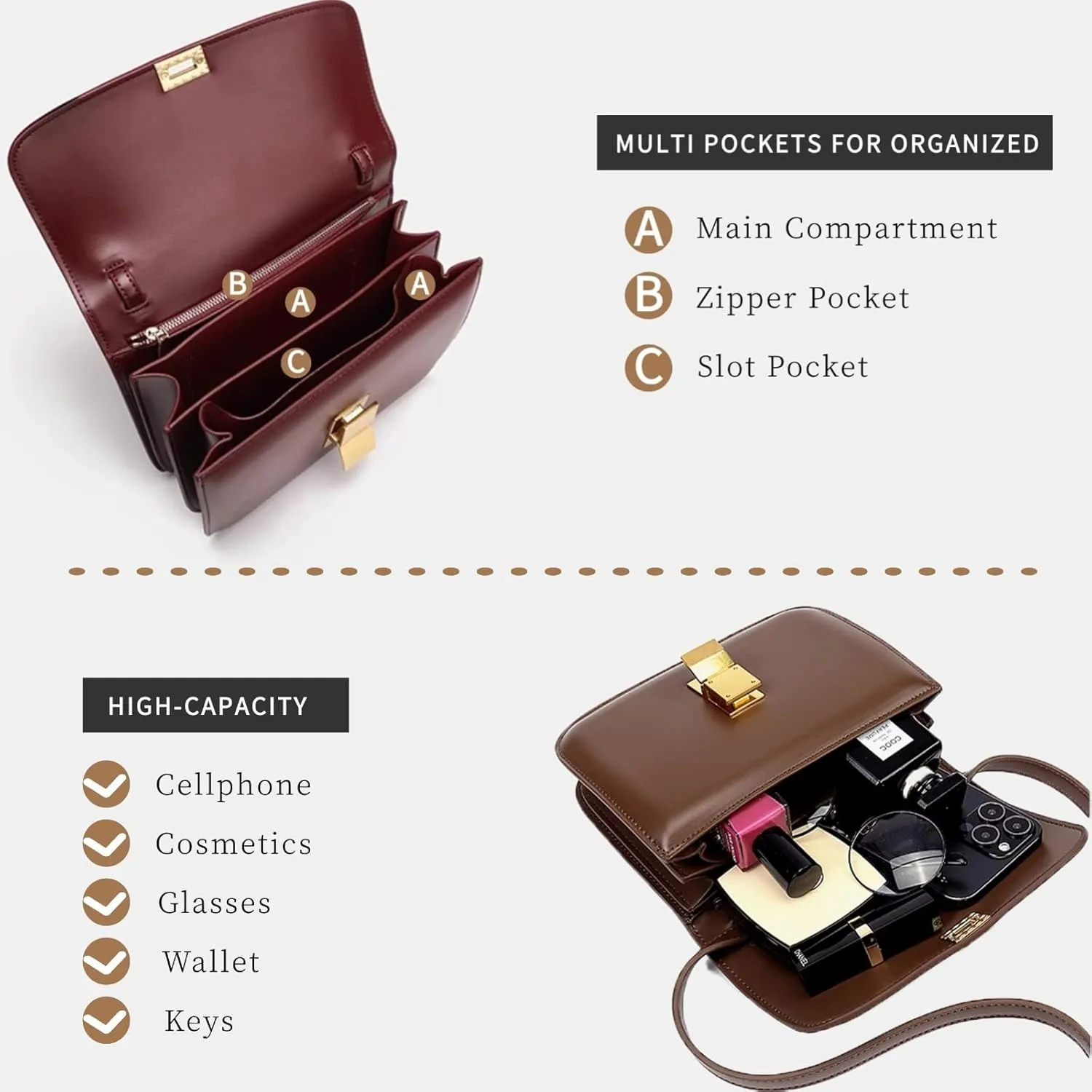 Crossbody Bag for Women PU Leather Square Purse Trendy Small Shoulder Bag Cute Ladies Cross Body Handbags 2024