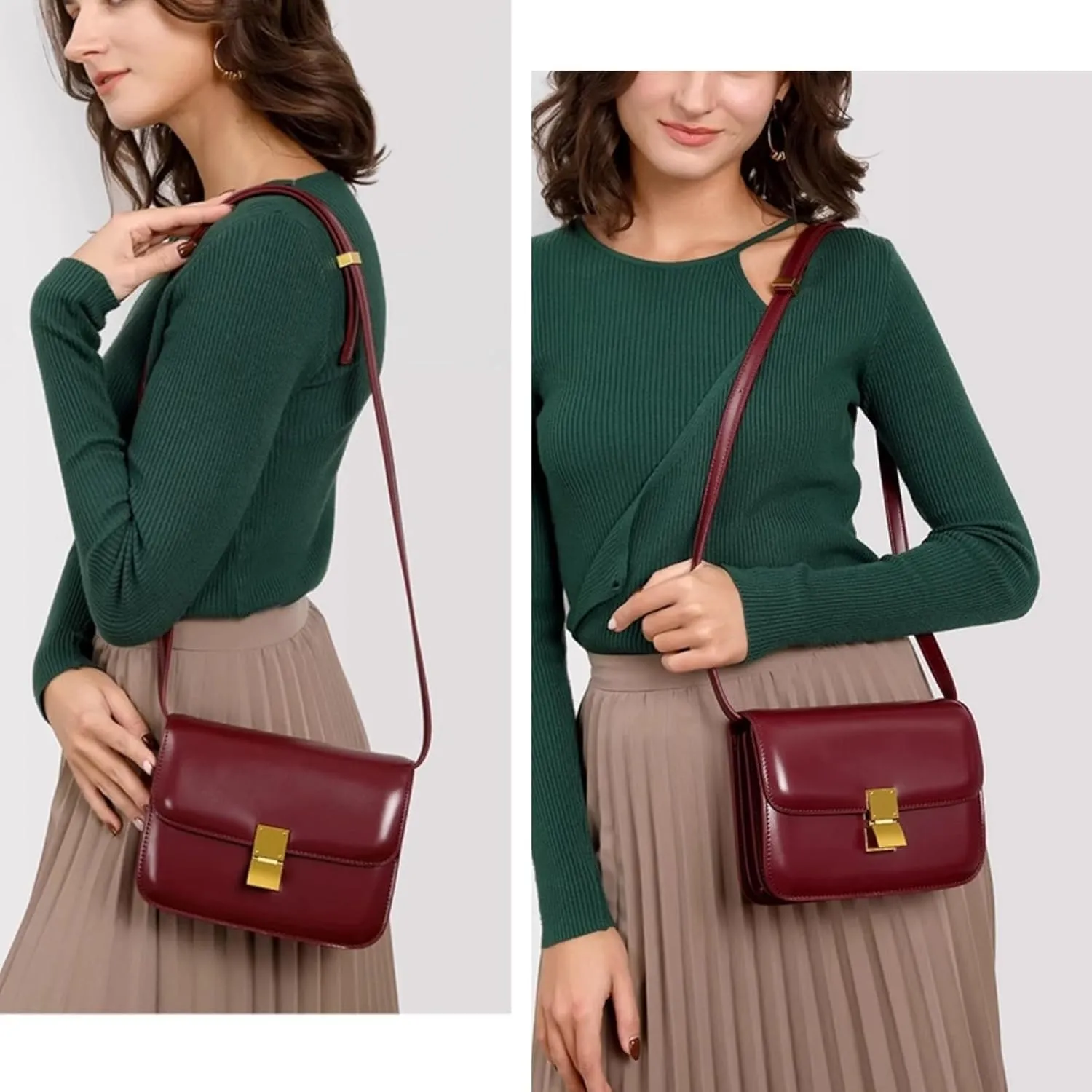 Crossbody Bag for Women PU Leather Square Purse Trendy Small Shoulder Bag Cute Ladies Cross Body Handbags 2024