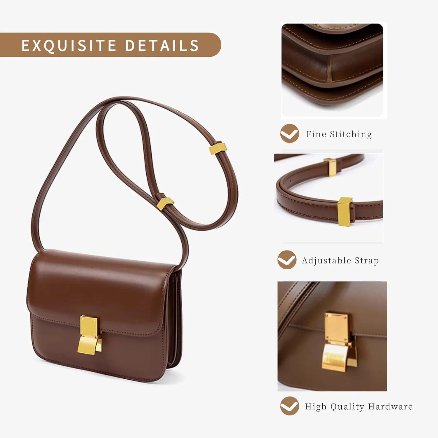 Crossbody Bag for Women PU Leather Square Purse Trendy Small Shoulder Bag Cute Ladies Cross Body Handbags 2024