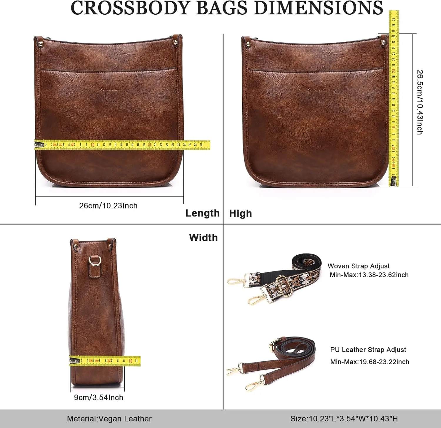 Crossbody Bag for Women Trendy Vegan Leather Hobo Handbags With 2PCS Adjustable Guitar Strap Shoulder Purse For Women…