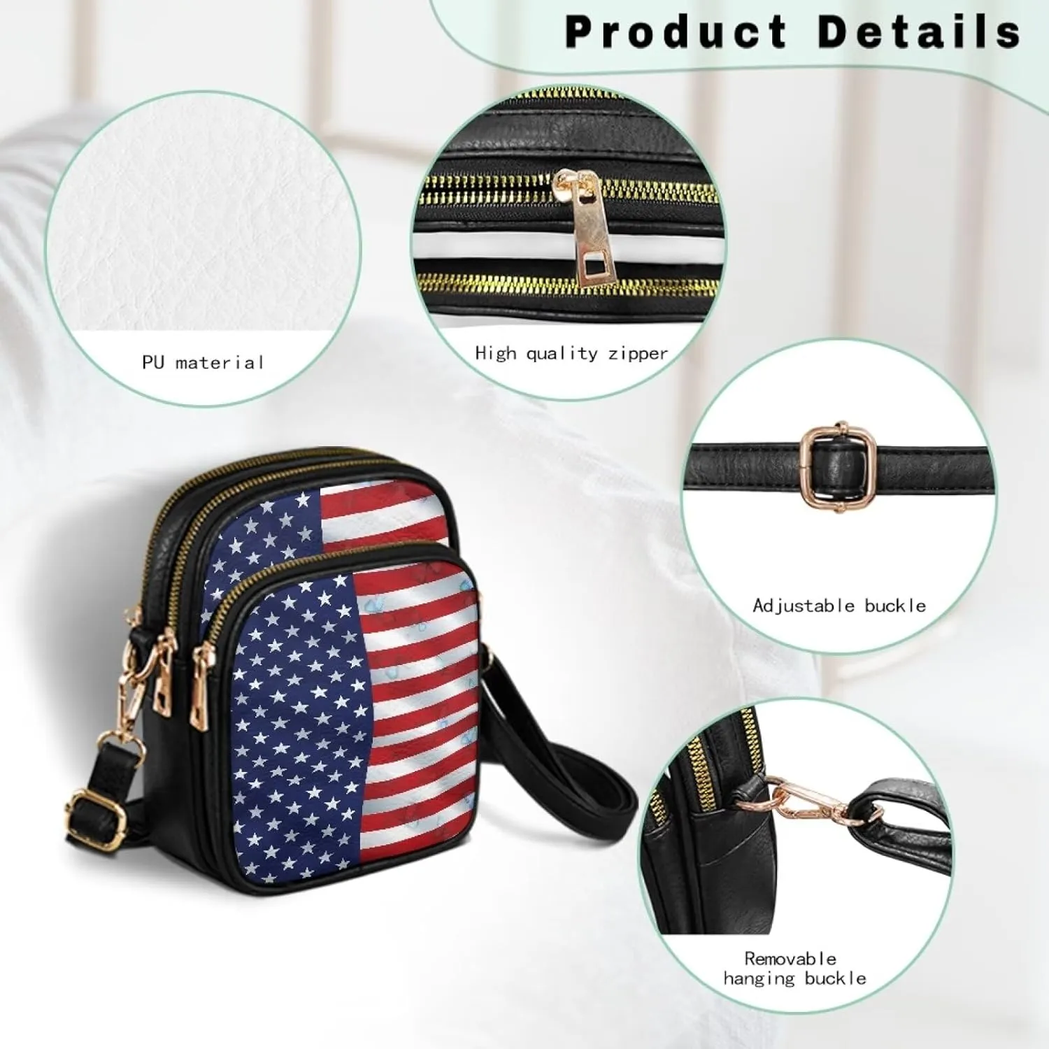 Crossbody Bag for Womens PU Leather Shoulder Purses Travel Purse Pocketbooks Multi Pocket Over the Shoulder Purses
