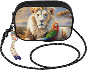 Crossbody Bag Lion Parrot Savanna for Women Cell Phone Purses Women's Small Shoulder Handbags Wallet Purse with Strap