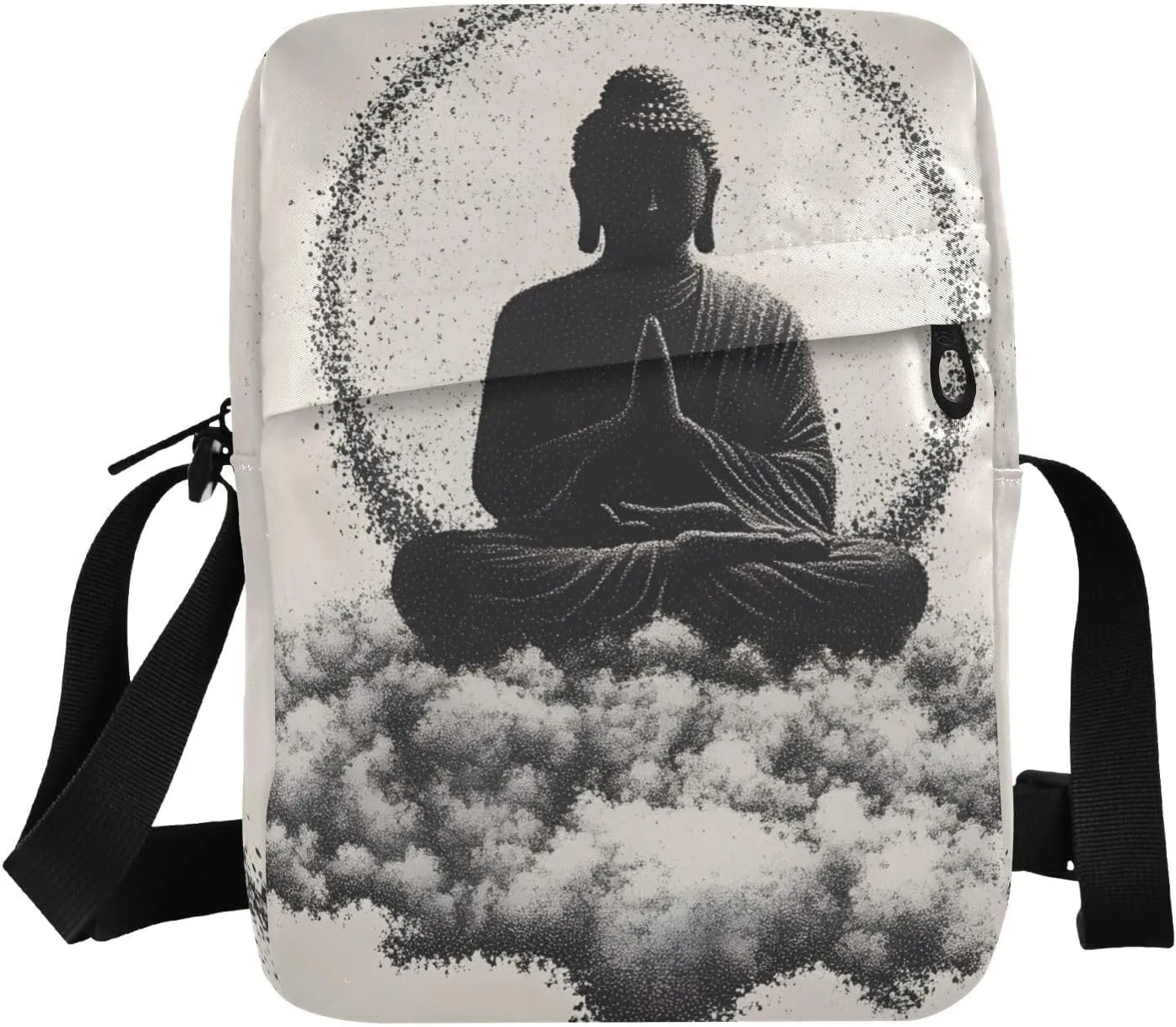 Crossbody Bag Purse Oriental Statue Print for Women Men, Small Shoulder Pouch with Adjustable Strap 6.6×2.5×9.4 IN