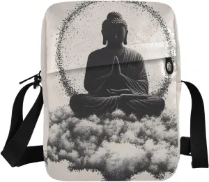 Crossbody Bag Purse Oriental Statue Print for Women Men, Small Shoulder Pouch with Adjustable Strap 6.6×2.5×9.4 IN