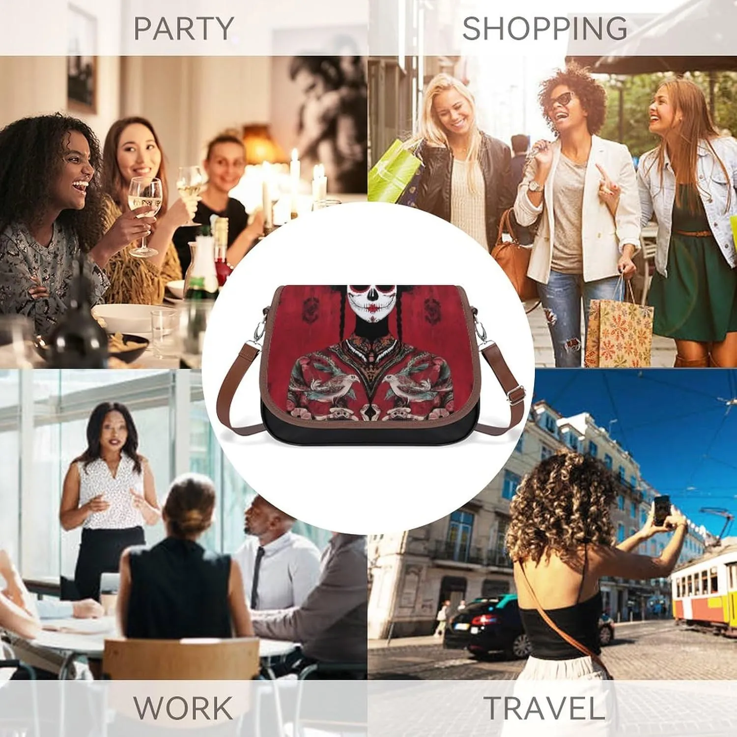 Crossbody Bag with Adjustable Strap for Women, Small Pu Leather Shoulder Handbags for Office