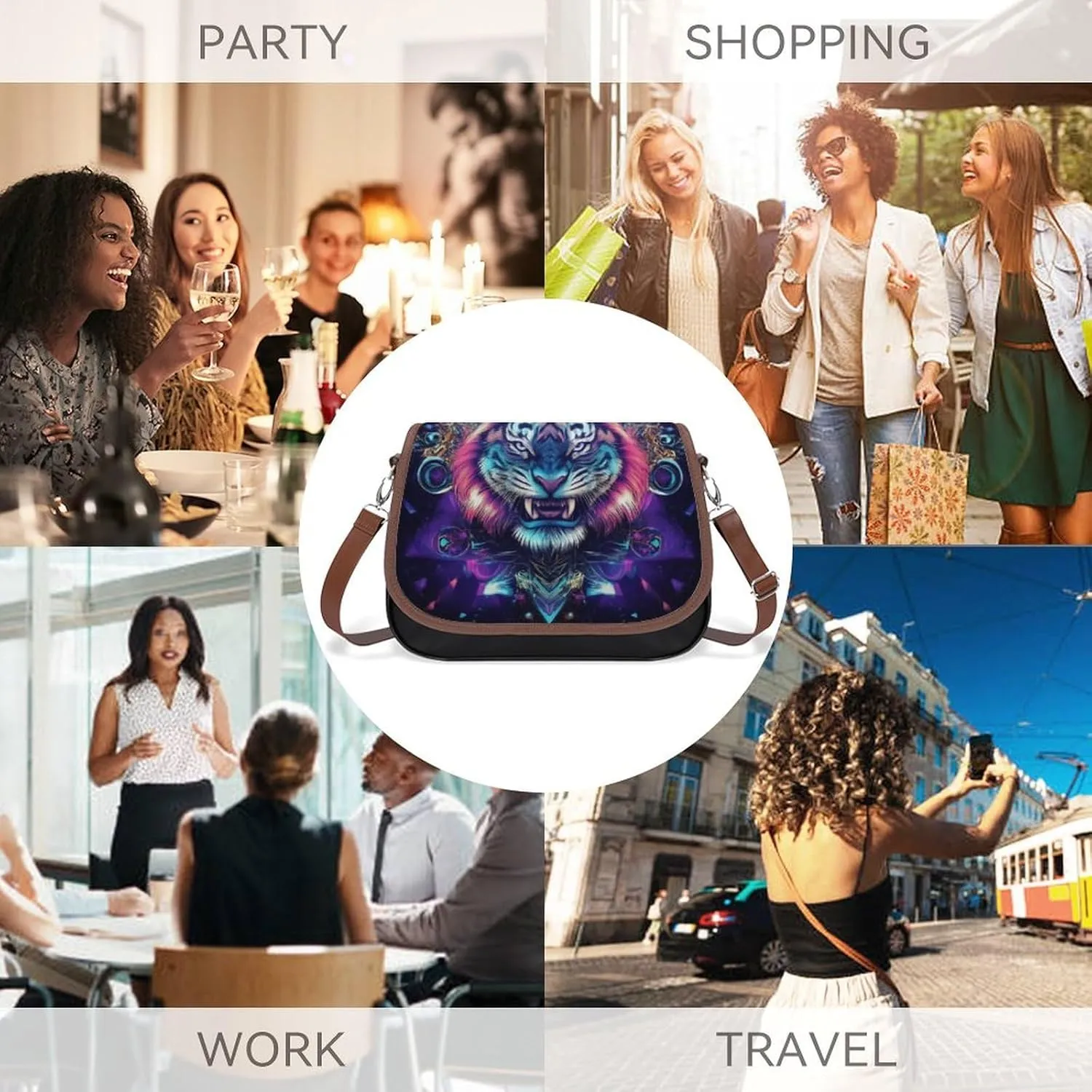 Crossbody Bag with Adjustable Strap for Women, Small Pu Leather Shoulder Handbags for Office