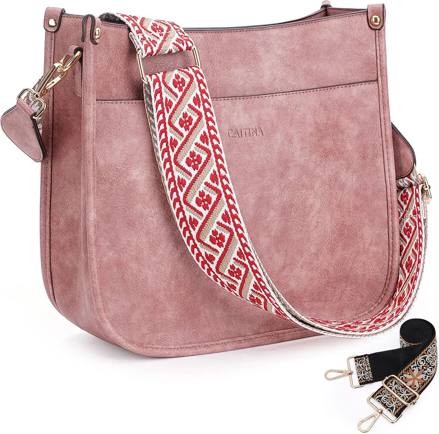 Crossbody Bag Women Vegan Leather Hobo Handbag Trendy Crossbody Shoulder Bag Purses For Women with 2 Adjustable Strap