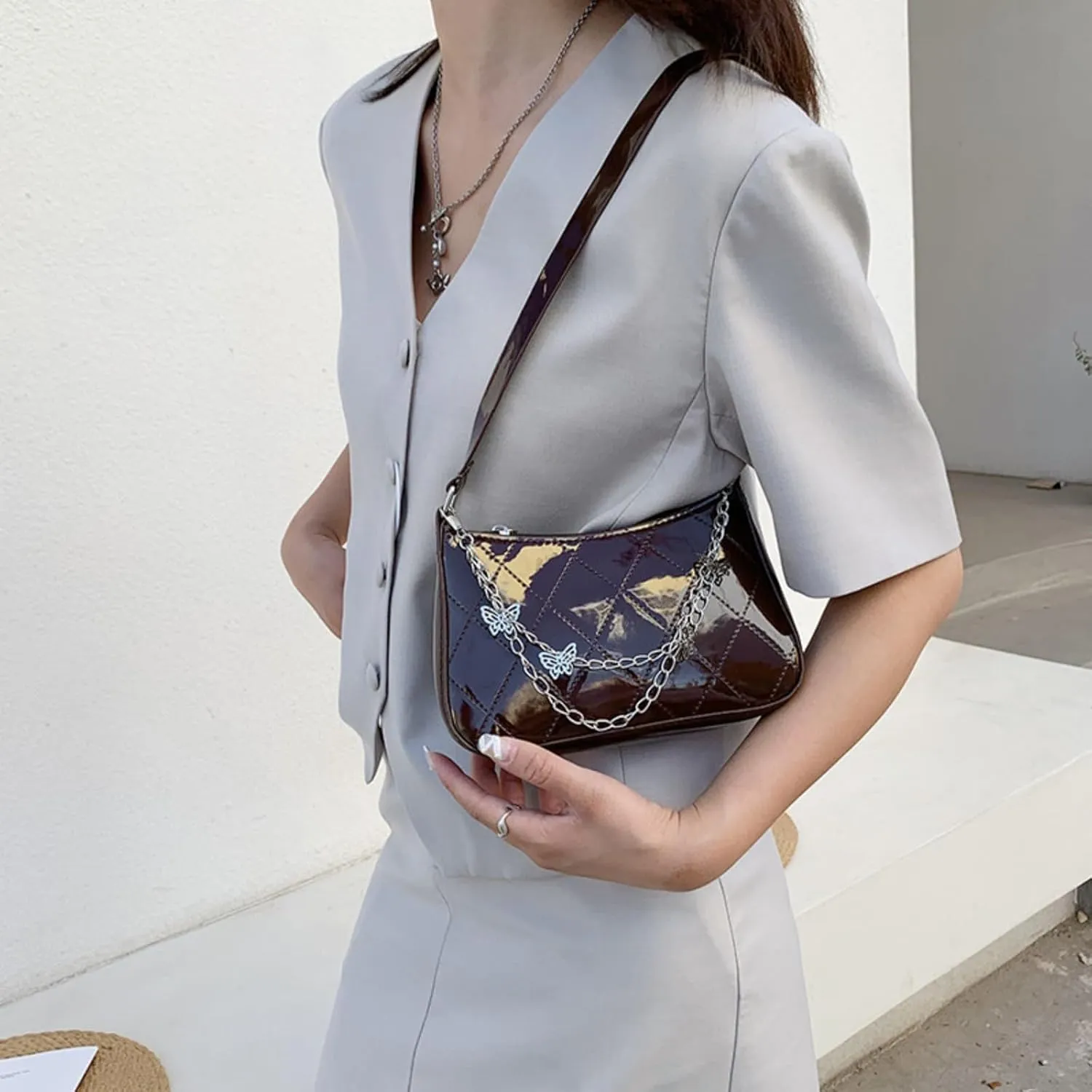 Crossbody Bags for Women Butterfly Decoration Small Crossbody Purse Trendy Leather with Adjustable Shoulder Strap
