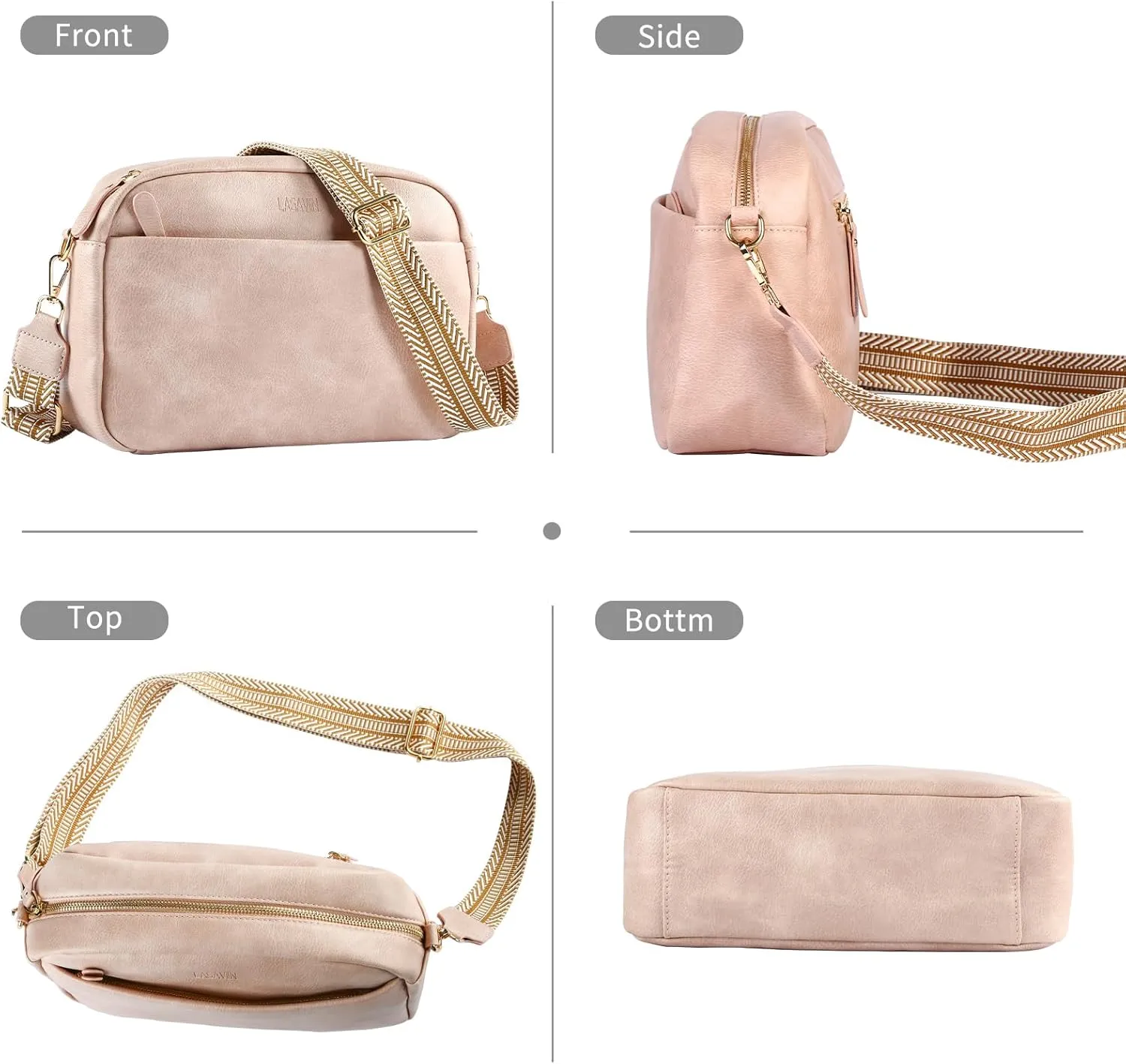 Crossbody Bags for Women, Fashion Large Size Vegan Leather Purse Shoulder Handbag with Adjustable Wide Strap