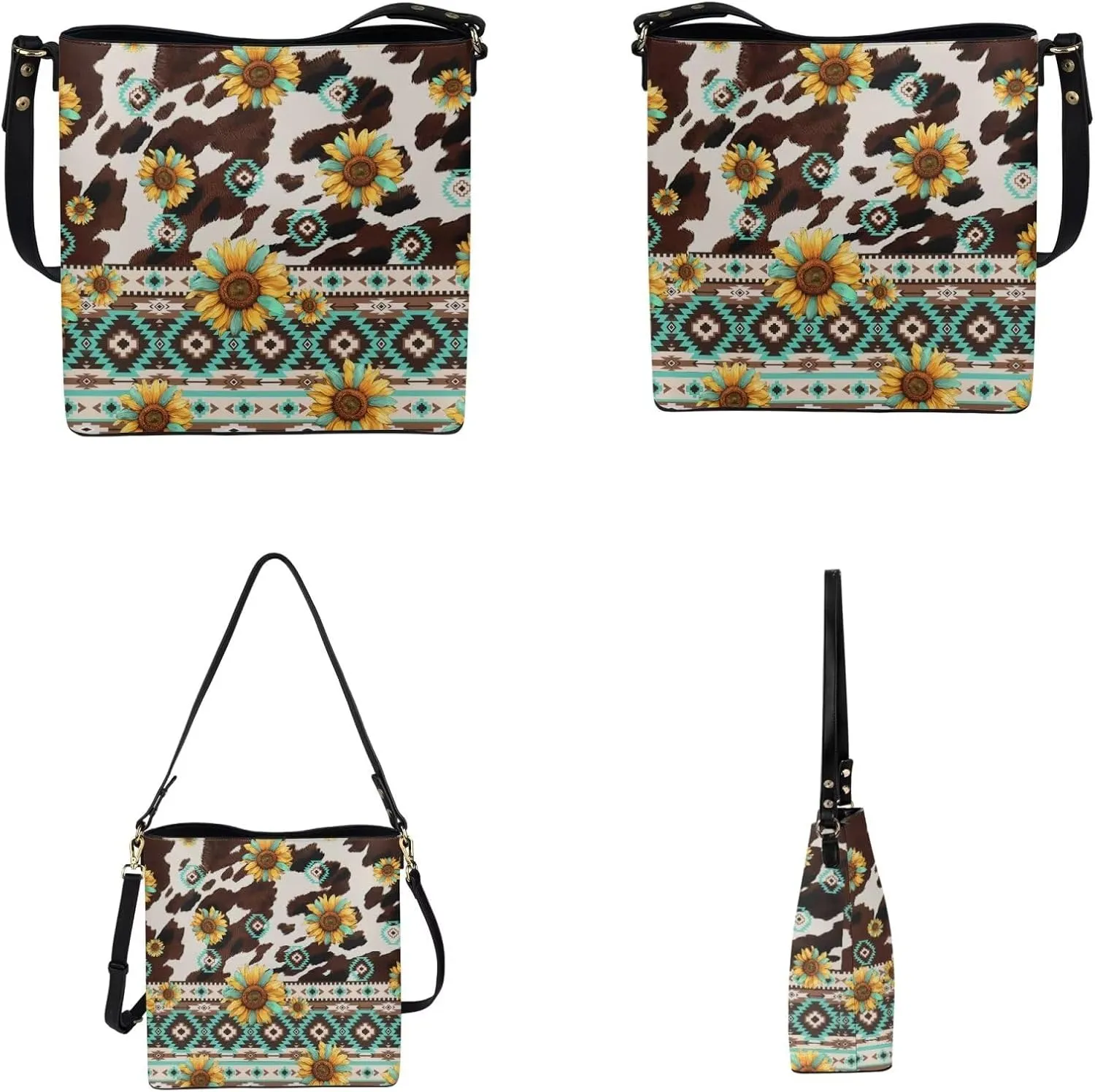 Crossbody Bags for Women Large Size Designer Leather Bucket Bag Purses Set Trendy Handbag with Wristlet Wallet