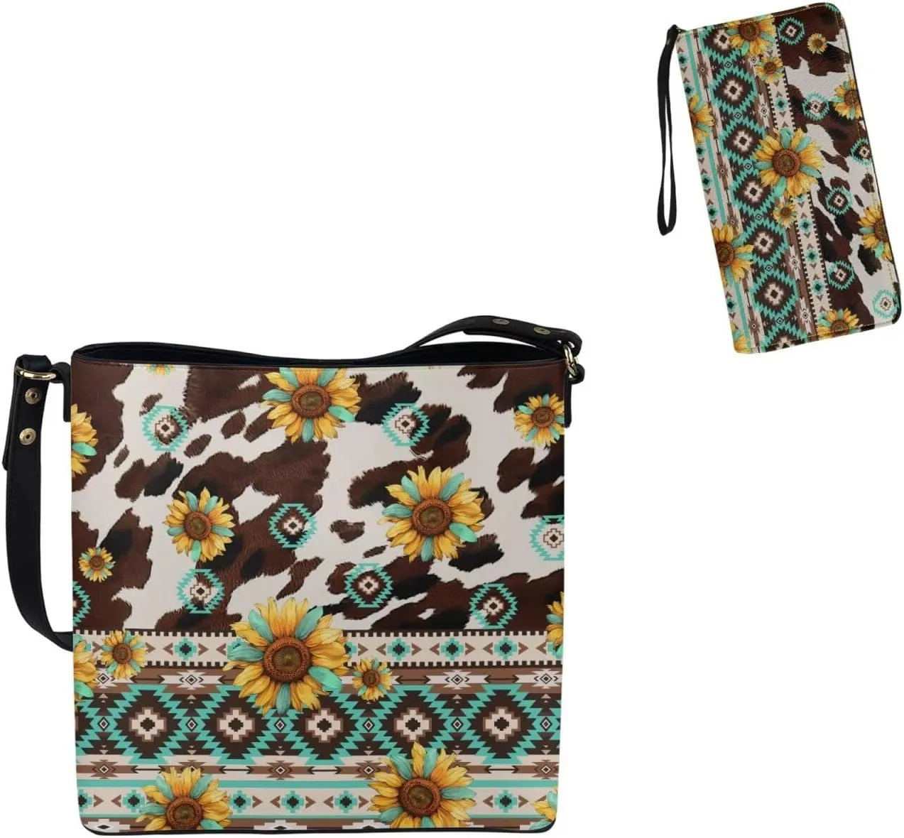 Crossbody Bags for Women Large Size Designer Leather Bucket Bag Purses Set Trendy Handbag with Wristlet Wallet