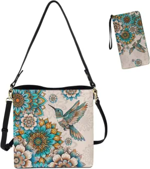 Crossbody Bags for Women Large Size Designer Leather Bucket Bag Purses Set Trendy Handbag with Wristlet Wallet