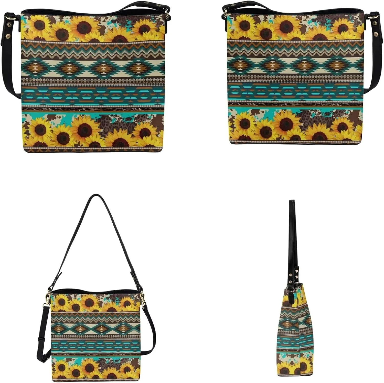 Crossbody Bags for Women Large Size Designer Leather Bucket Bag Purses Set Trendy Handbag with Wristlet Wallet