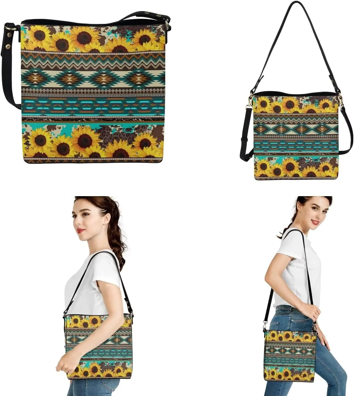 Crossbody Bags for Women Large Size Designer Leather Bucket Bag Purses Set Trendy Handbag with Wristlet Wallet