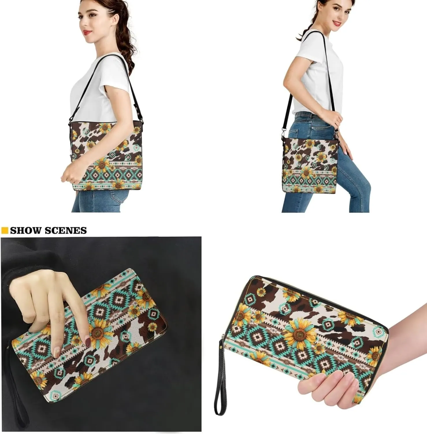 Crossbody Bags for Women Large Size Designer Leather Bucket Bag Purses Set Trendy Handbag with Wristlet Wallet