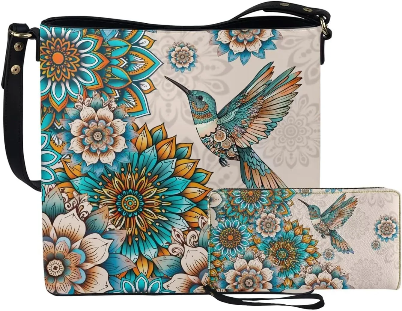 Crossbody Bags for Women Large Size Designer Leather Bucket Bag Purses Set Trendy Handbag with Wristlet Wallet