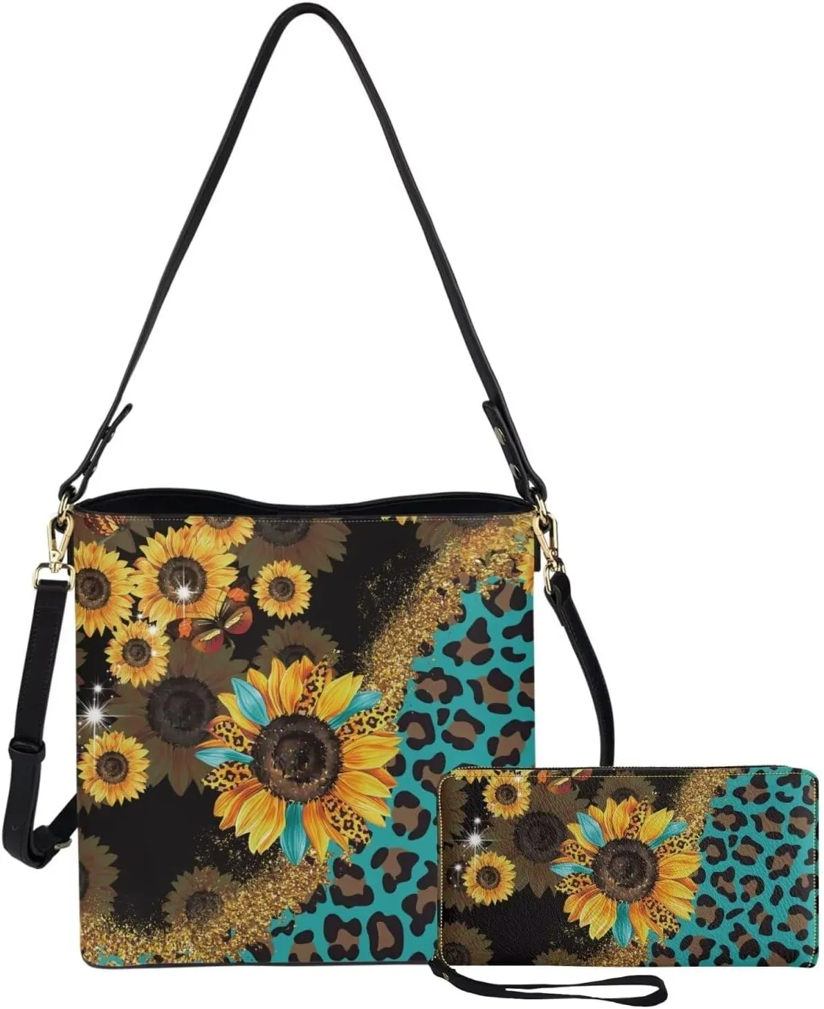 Crossbody Bags for Women Large Size Designer Leather Bucket Bag Purses Set Trendy Handbag with Wristlet Wallet