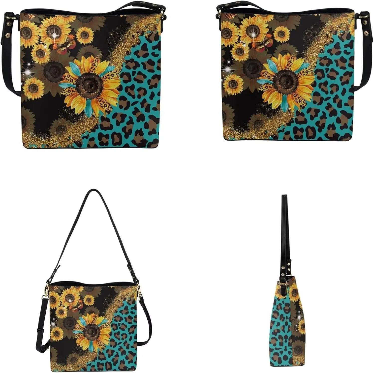 Crossbody Bags for Women Large Size Designer Leather Bucket Bag Purses Set Trendy Handbag with Wristlet Wallet
