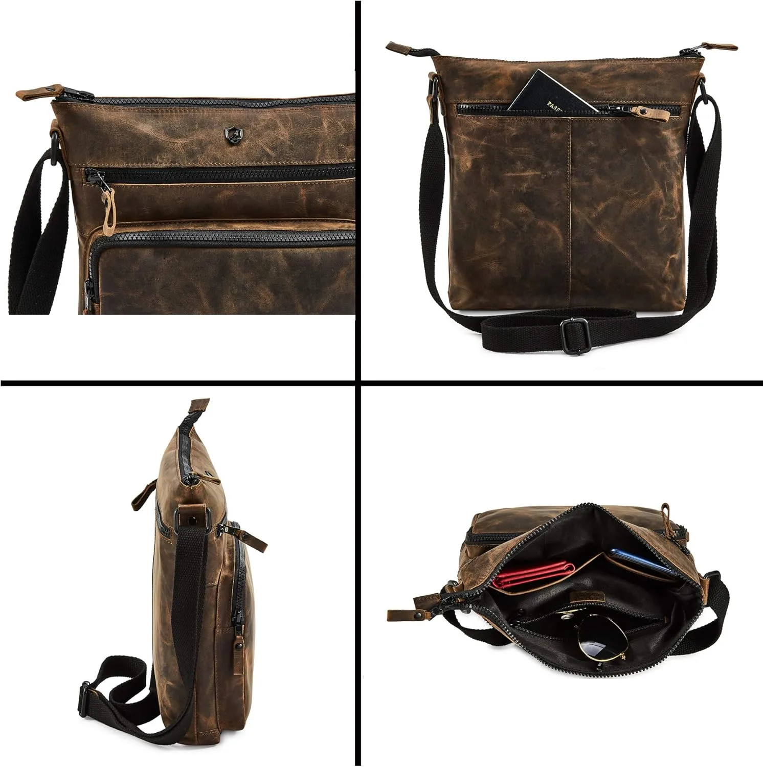 Crossbody Bags for Women Real Leather Purse Handmade Vintage Crossover Shoulder Pocketbook