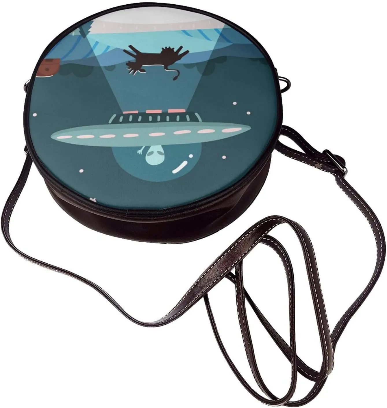 Crossbody Bags for Women, Round PU Leather Purses Crossbody Handbag Purse with Adjustable Strap