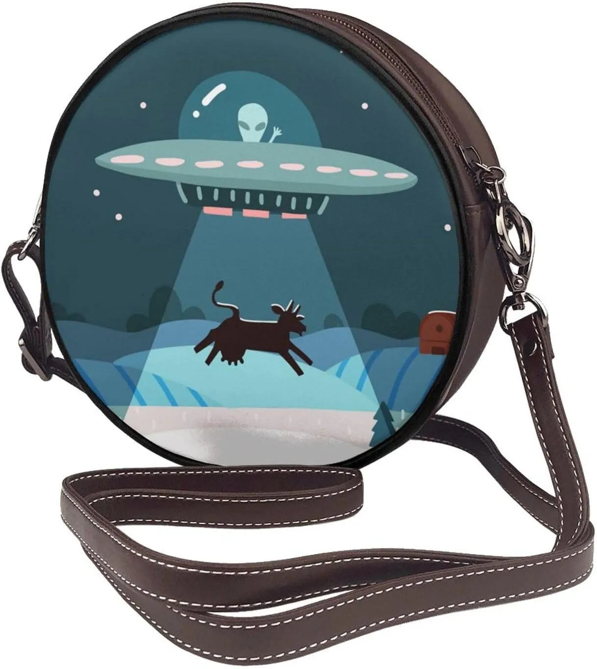 Crossbody Bags for Women, Round PU Leather Purses Crossbody Handbag Purse with Adjustable Strap