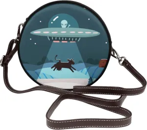 Crossbody Bags for Women, Round PU Leather Purses Crossbody Handbag Purse with Adjustable Strap