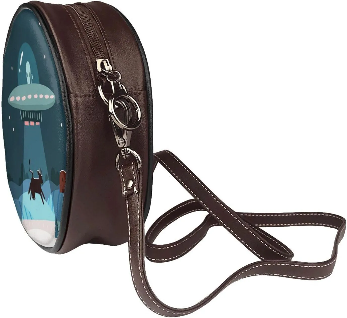 Crossbody Bags for Women, Round PU Leather Purses Crossbody Handbag Purse with Adjustable Strap