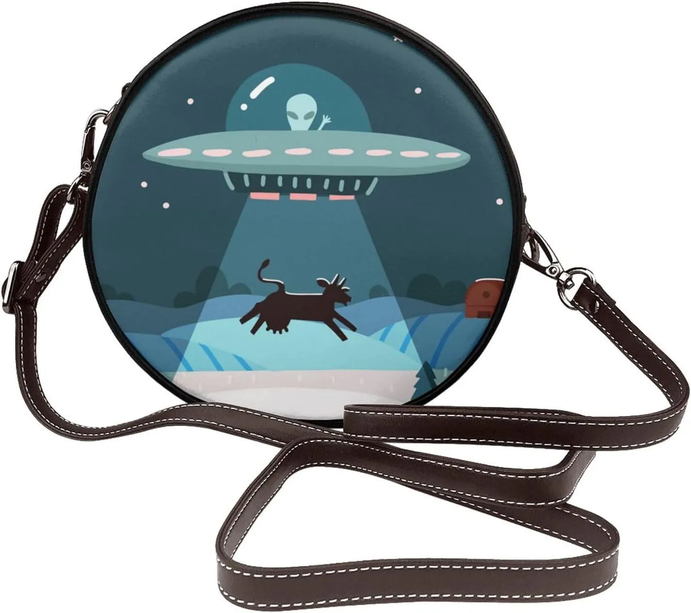 Crossbody Bags for Women, Round PU Leather Purses Crossbody Handbag Purse with Adjustable Strap