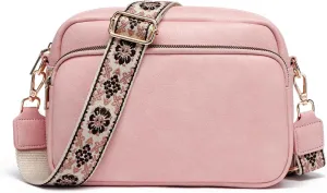 Crossbody Bags for Women, Small Cross Body Purse Vegan Leather Triple Zip Shoulder Handbag with Adjustable Wide Strap