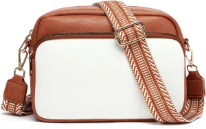 Crossbody Bags for Women, Small Cross Body Purse Vegan Leather Triple Zip Shoulder Handbag with Adjustable Wide Strap
