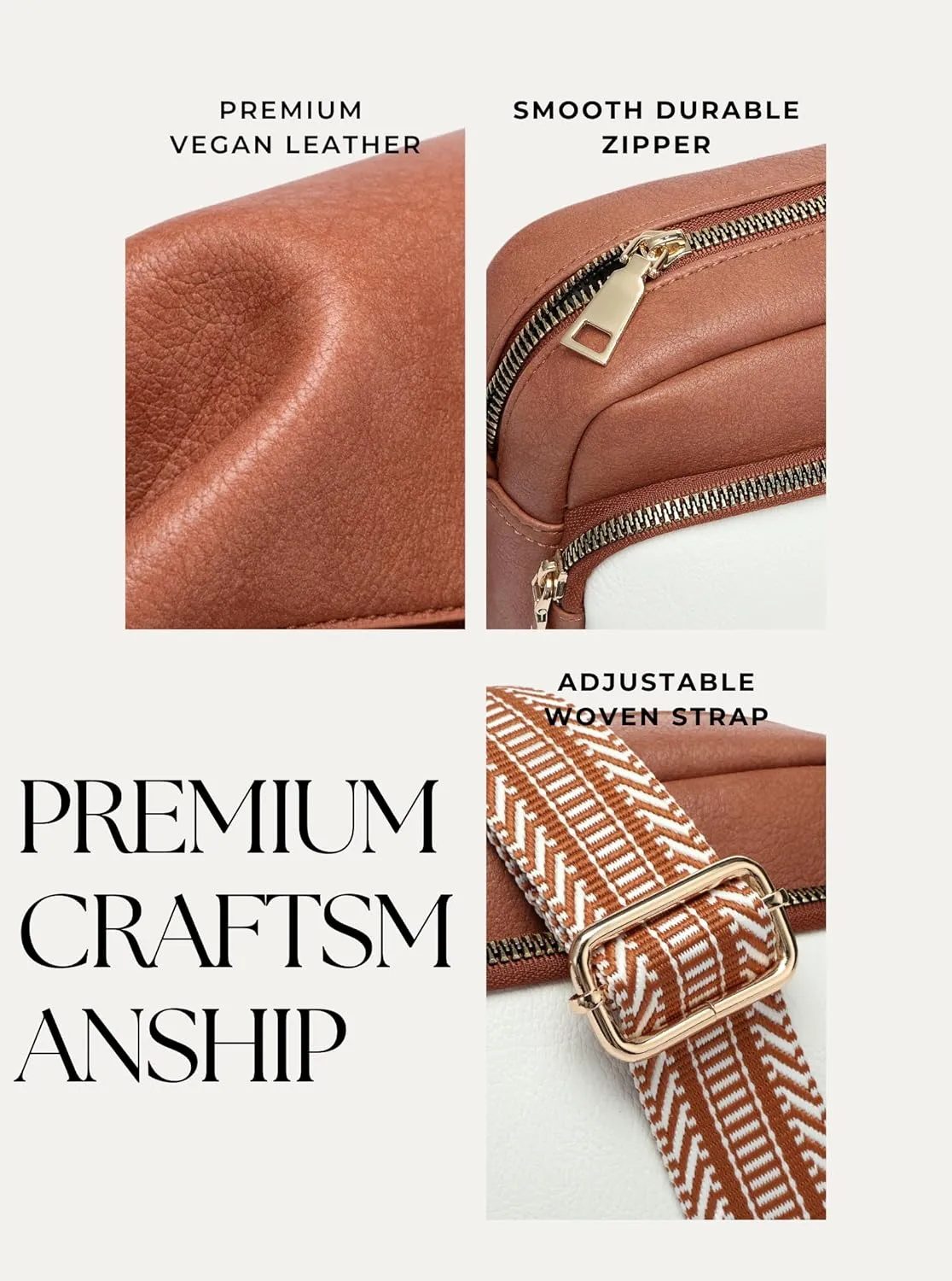 Crossbody Bags for Women, Small Cross Body Purse Vegan Leather Triple Zip Shoulder Handbag with Adjustable Wide Strap