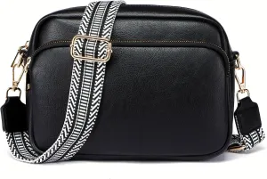 Crossbody Bags for Women, Small Cross Body Purse Vegan Leather Triple Zip Shoulder Handbag with Adjustable Wide Strap