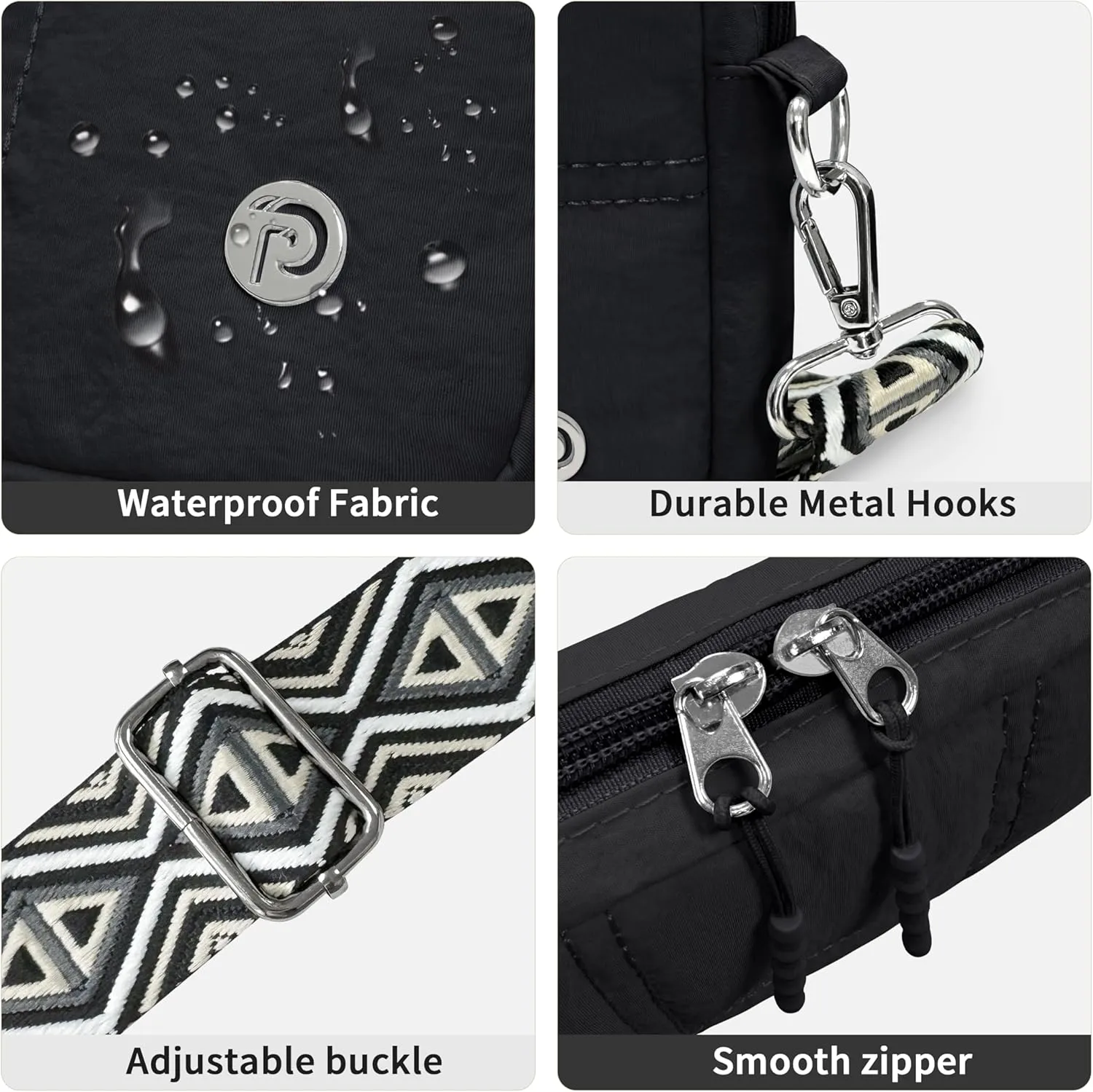 Crossbody Bags for Women, Small Quilted Shoulder Handbag with Adjustable Guitar Strap and Card Slots, Travel Purse