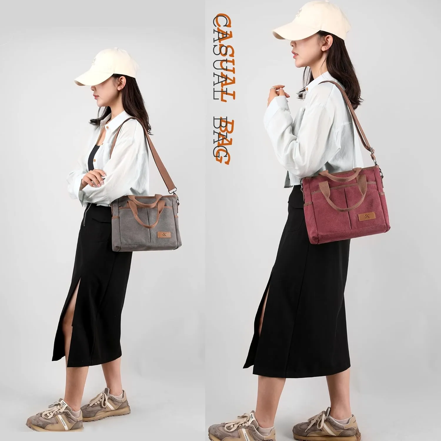 Crossbody Bags for Women Trendy Small Canvas Hobo Tote Top-handle Handbag Multi-pocket Casual Going Out Purse Satchel