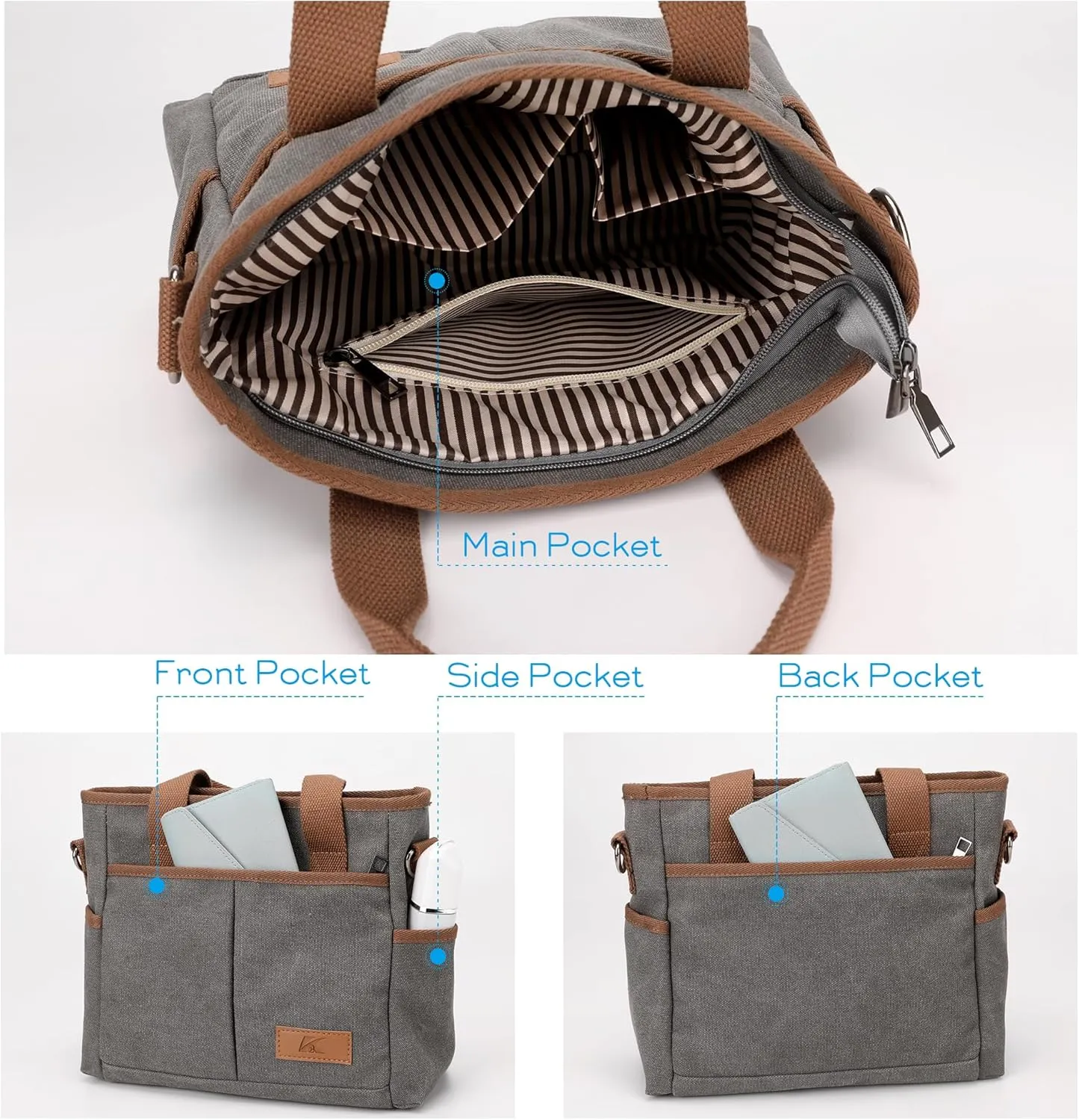 Crossbody Bags for Women Trendy Small Canvas Hobo Tote Top-handle Handbag Multi-pocket Casual Going Out Purse Satchel