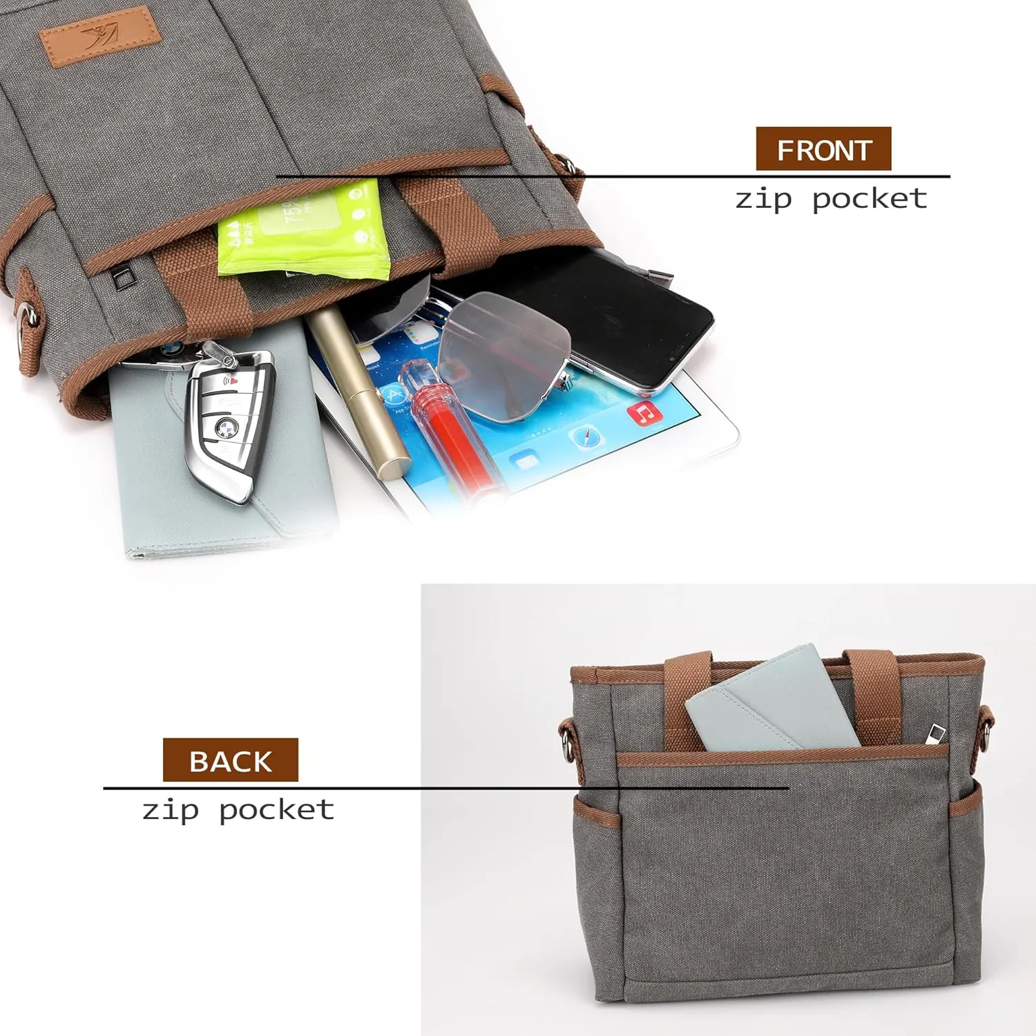 Crossbody Bags for Women Trendy Small Canvas Hobo Tote Top-handle Handbag Multi-pocket Casual Going Out Purse Satchel
