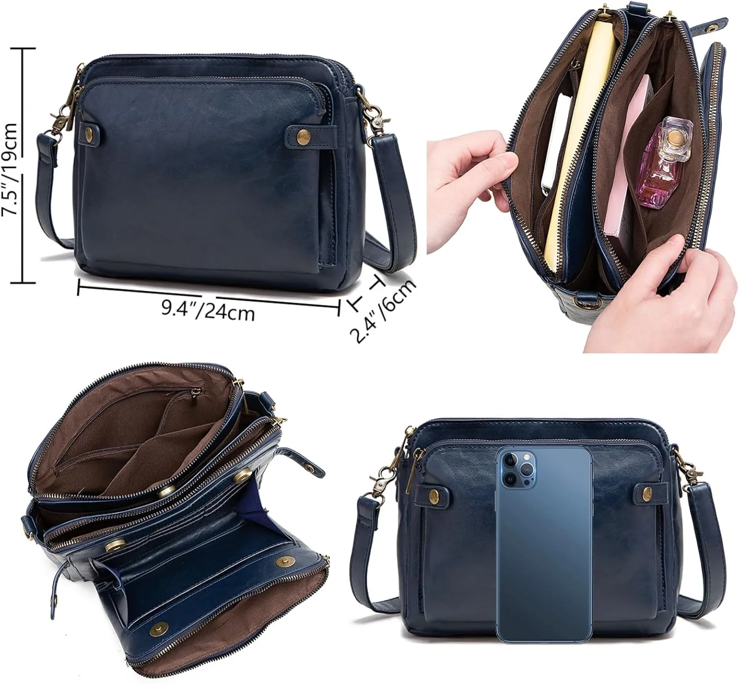 Crossbody Bags For Women with Adjustable Strap PU Leather Shoulder Bag Multiple Pockets Handbags Cross Body Purse