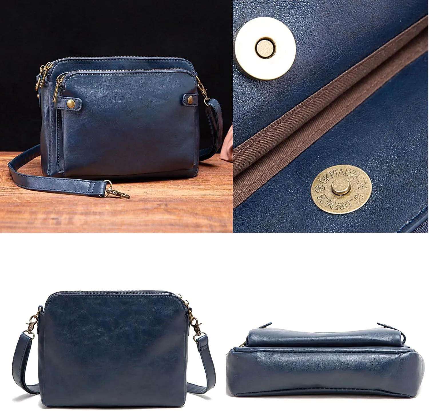 Crossbody Bags For Women with Adjustable Strap PU Leather Shoulder Bag Multiple Pockets Handbags Cross Body Purse