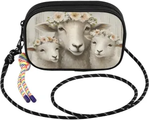 Crossbody Bags Sheep Garland Cute Board for Women Cell Phone Purses Women's Shoulder Handbags Wallet Purse with Adjustable Strap