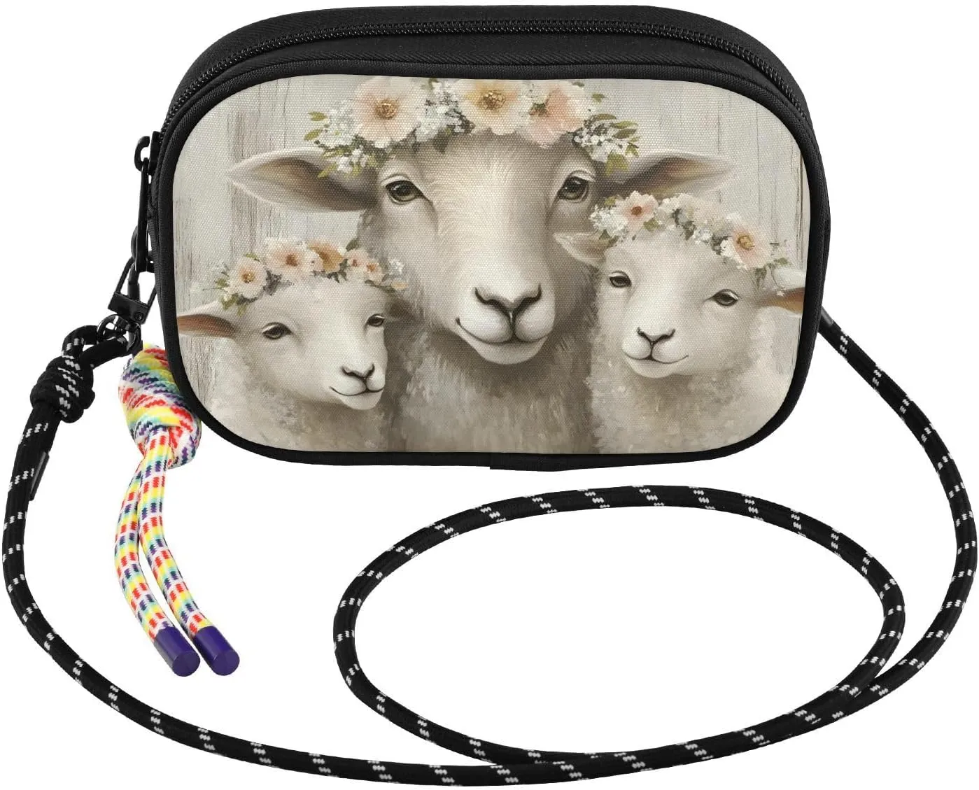 Crossbody Bags Sheep Garland Cute Board for Women Cell Phone Purses Women's Shoulder Handbags Wallet Purse with Adjustable Strap