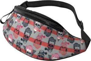 Crossbody Fanny Packs for Women Men - Artistic Pipe Skull Running Belt Bag Travel Waist Bag for Women Men