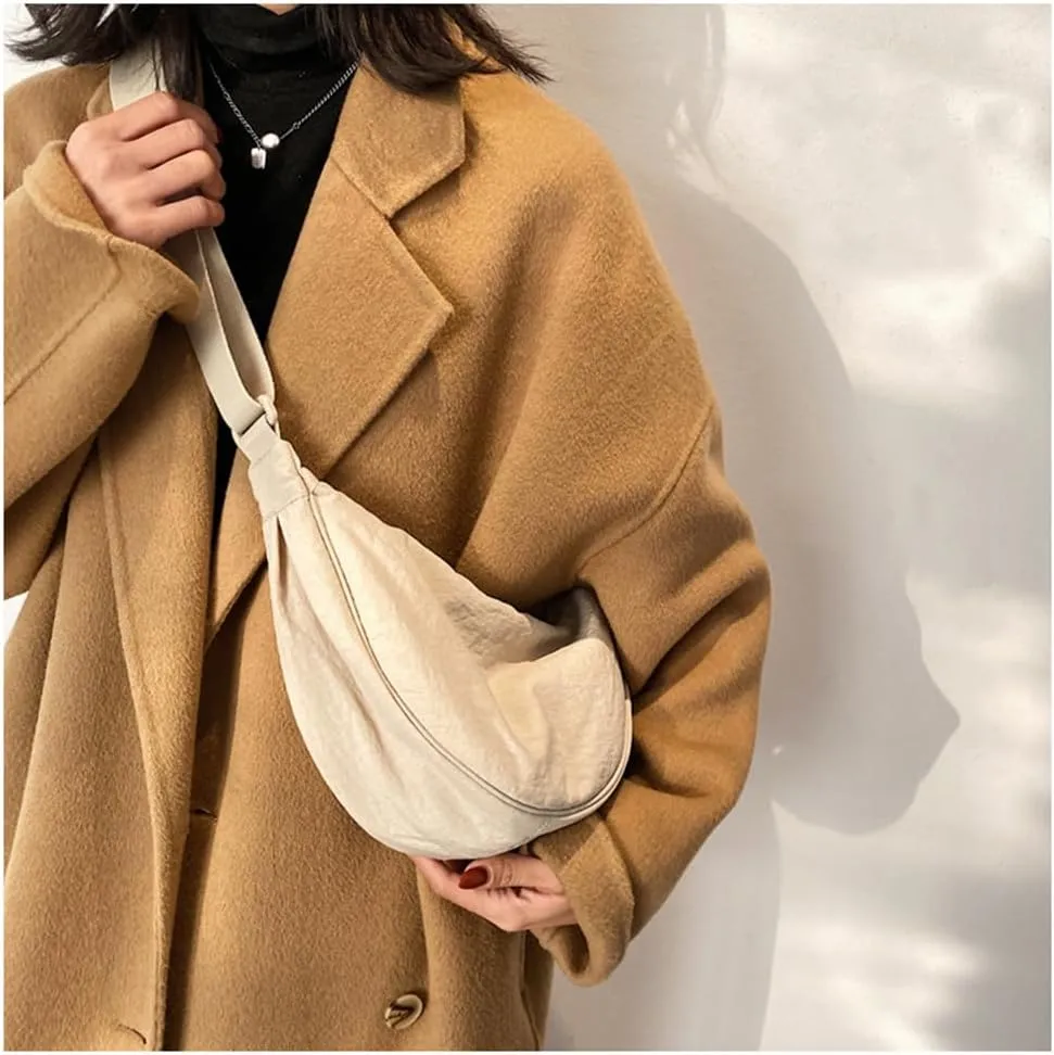 Crossbody Hobo Crescent Bag with Mesh Storage, Women's Shoulder Purse - Adjustable Strap