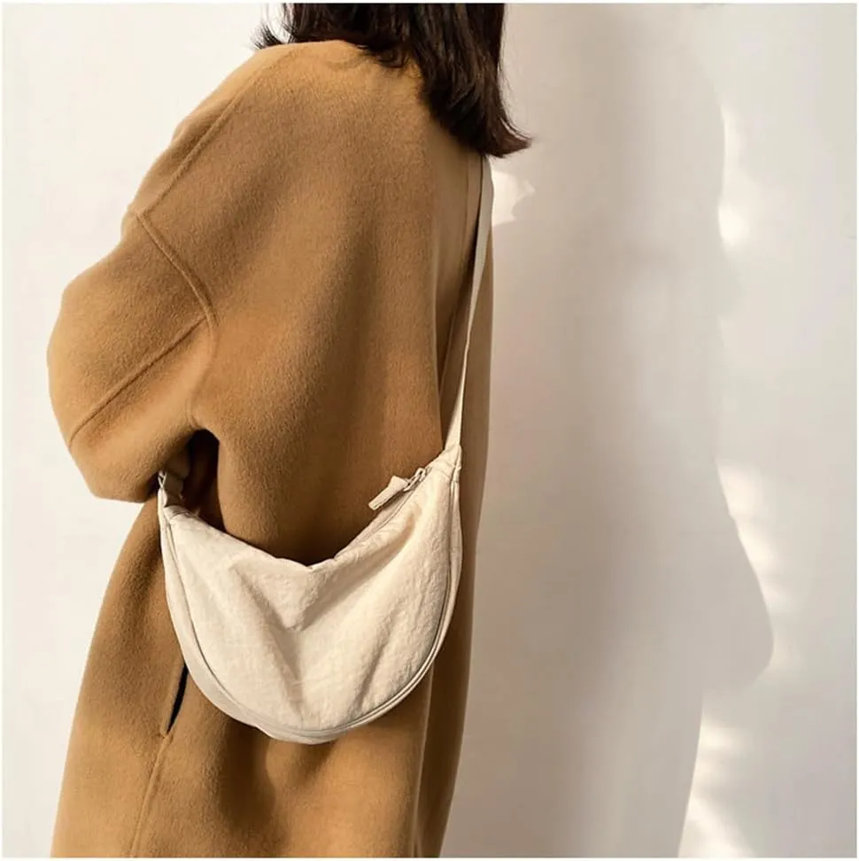 Crossbody Hobo Crescent Bag with Mesh Storage, Women's Shoulder Purse - Adjustable Strap