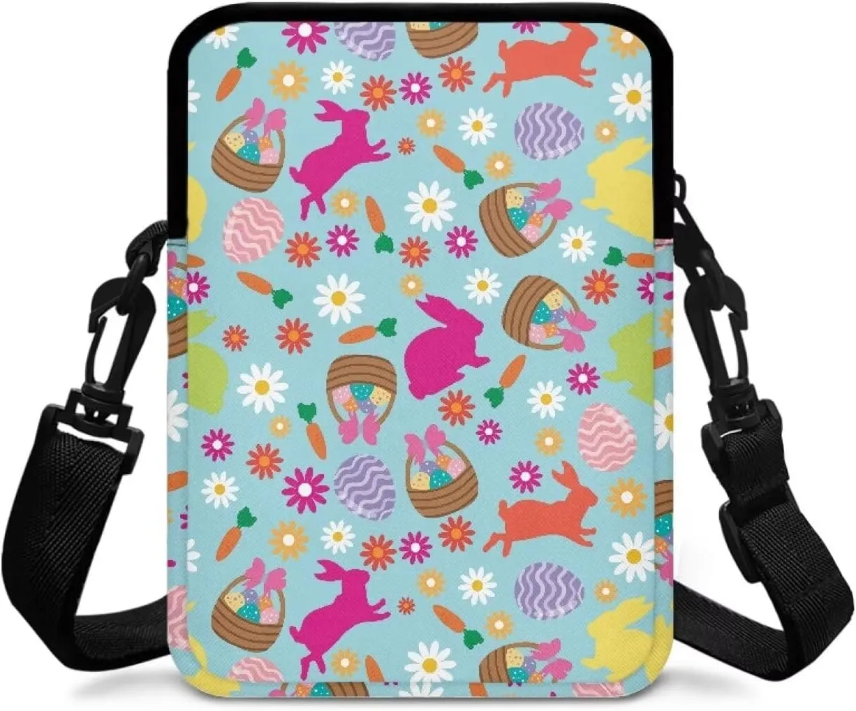 Crossbody Purses for Women Cute Little Day Bag with Detachable Buckle Women's Crossbody Handbags for Workout Running Traveling Hiking, Easter Eggs Bunny