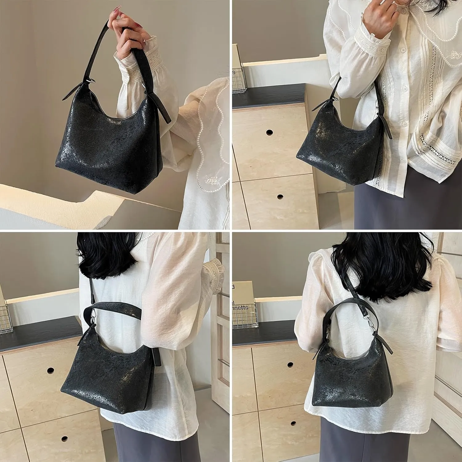 Crossbody Purses for Women Trendy Hobo Bag Vegan Leather Shoulder Hand Bag Hobo Guitar Strap Purse Satchel Bags