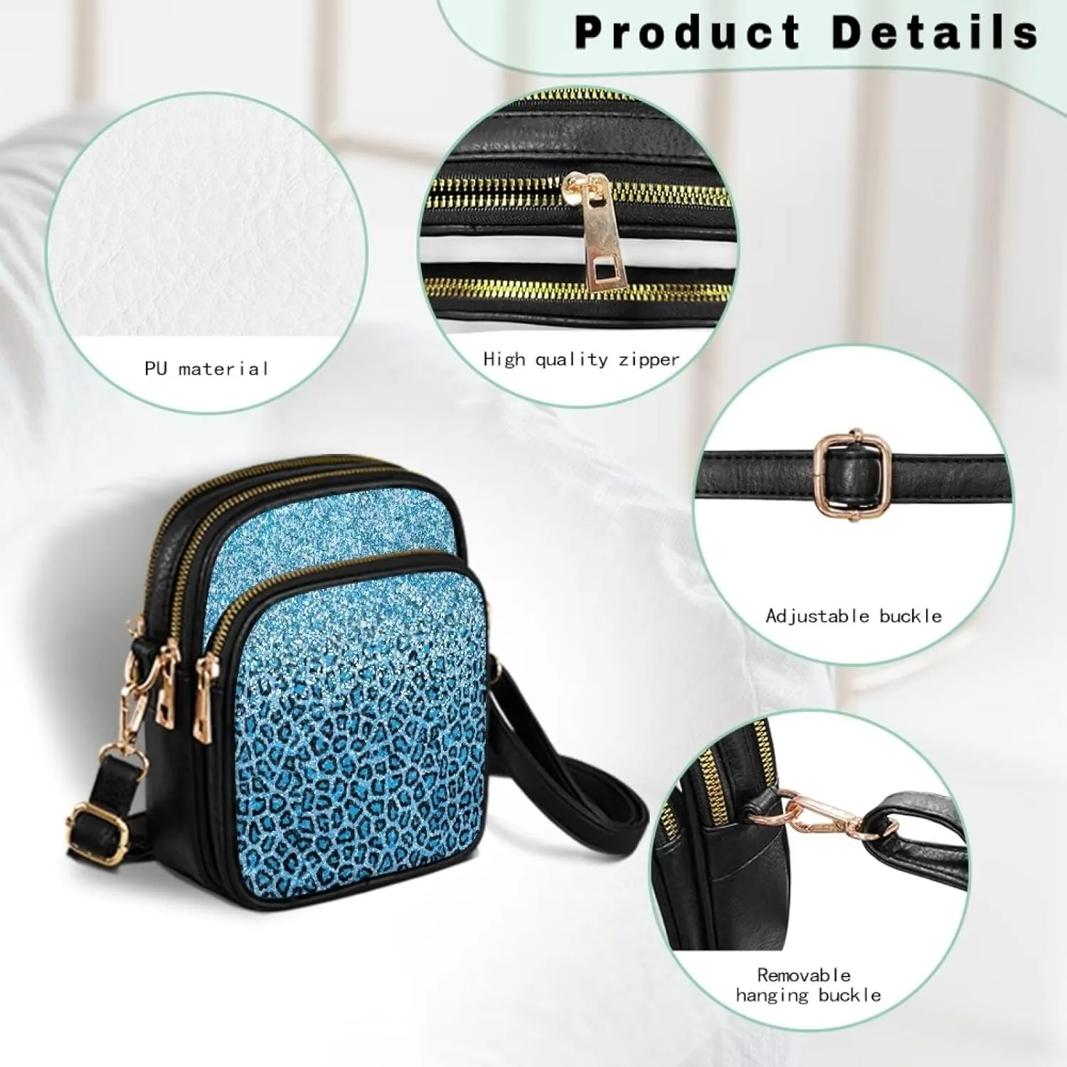 Crossbody Purses for Womens Multi Pocket Shoulder Purses Waterproof Crossbody Bag PU Leather Shoulder Satchel Bag