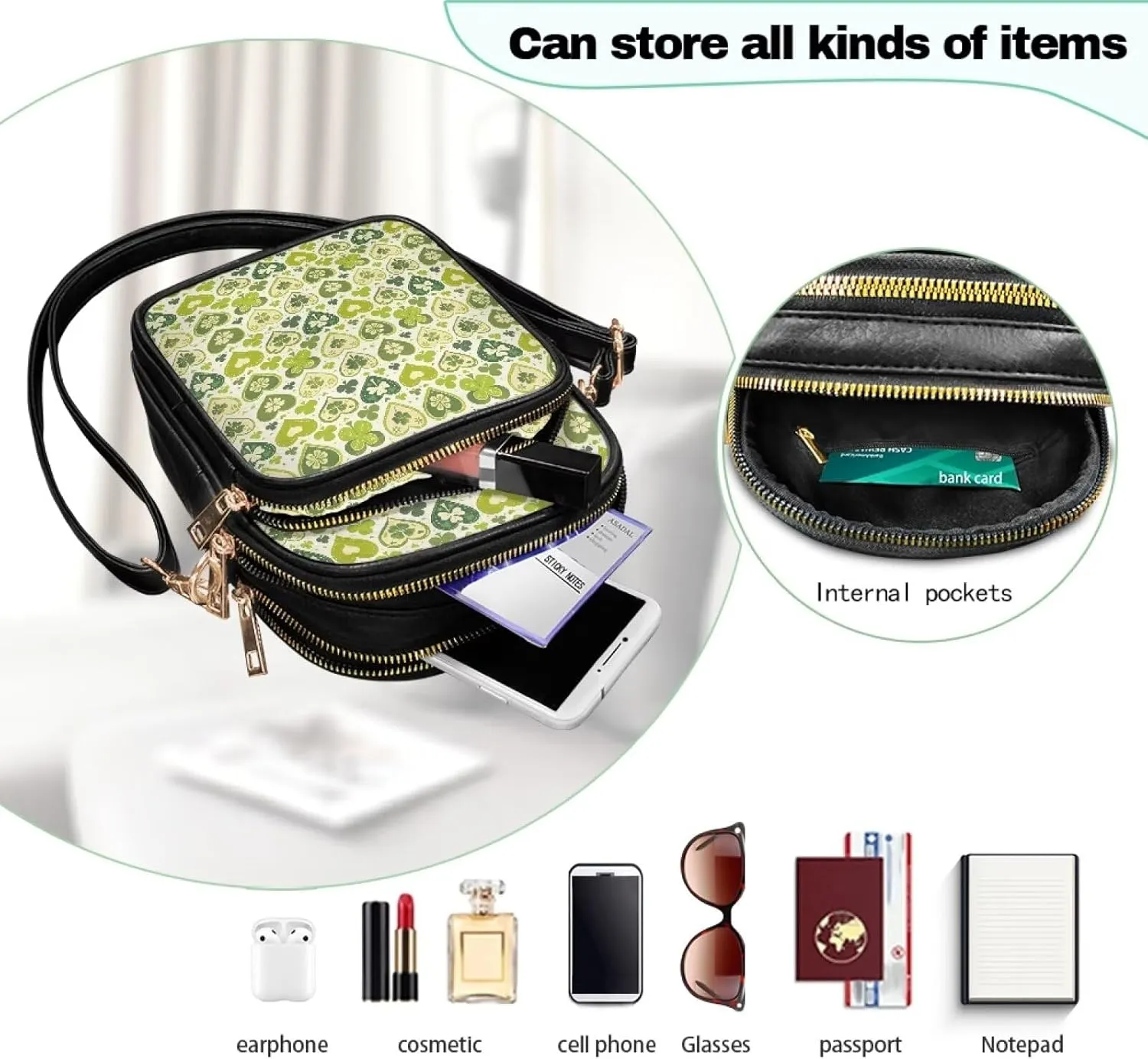 Crossbody Purses for Womens Multi Pocket Shoulder Purses Waterproof Crossbody Bag PU Leather Shoulder Satchel Bag